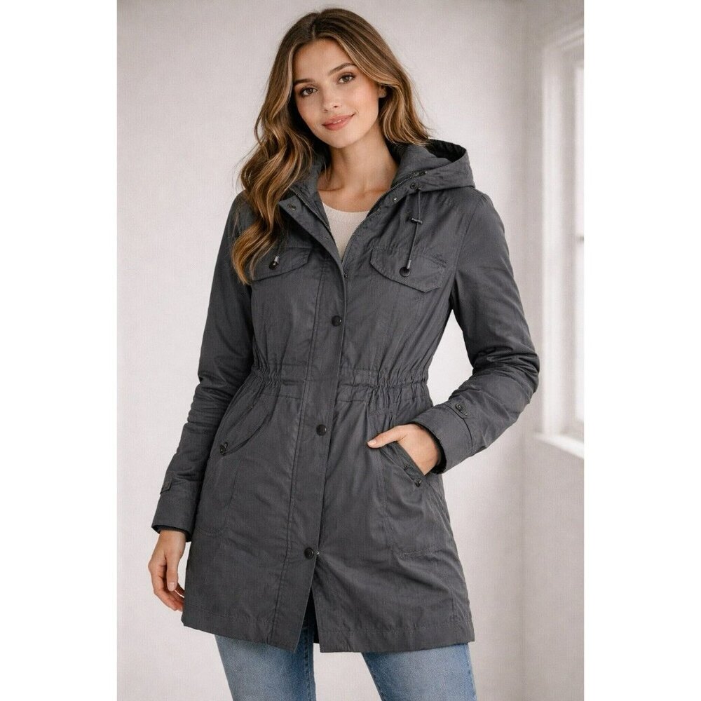 Kenneth Cole New York Charcoal Hooded Utility Anorak